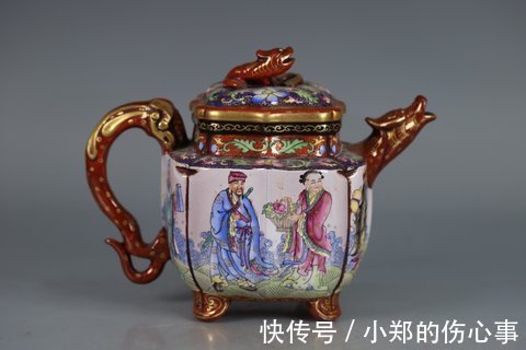 紫砂壶@清 珐琅彩紫砂壶,砂质精良