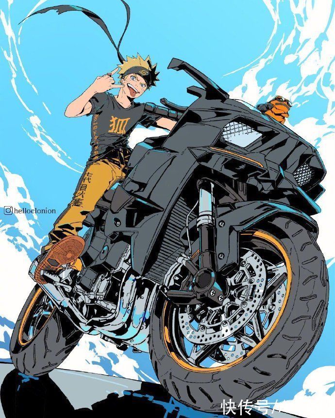 鸣人|这位画师笔下的火影忍者太潮了,鸣人佐助摩托车都骑上了,帅啊