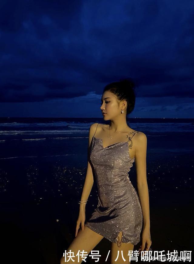 紫色吊带包臀裙穿出女神范