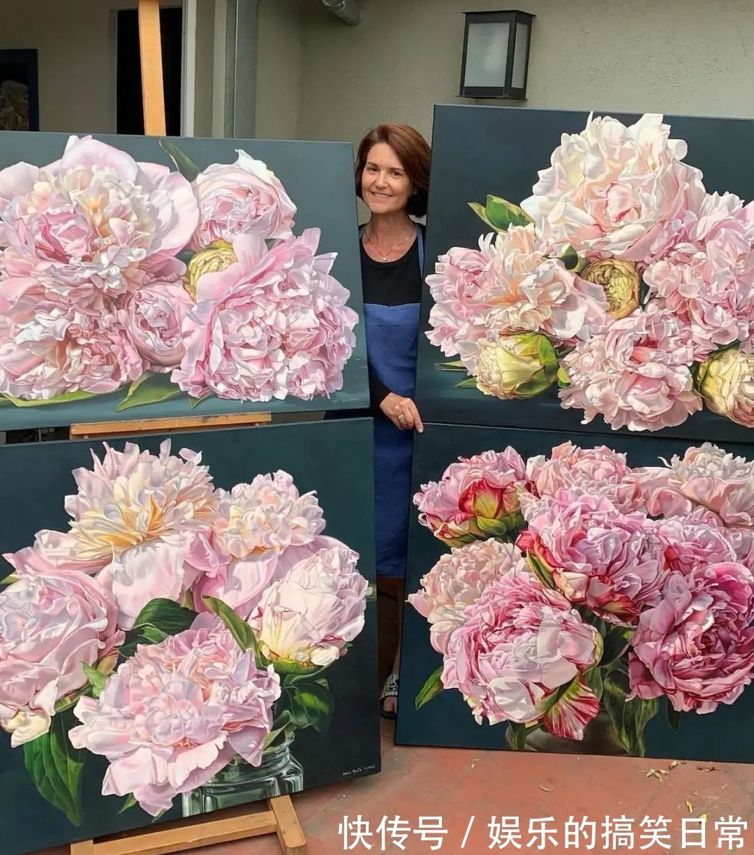 艺术家#“艳俗”的牡丹花,被这位女画家画成艺术品,感觉香气扑面而来