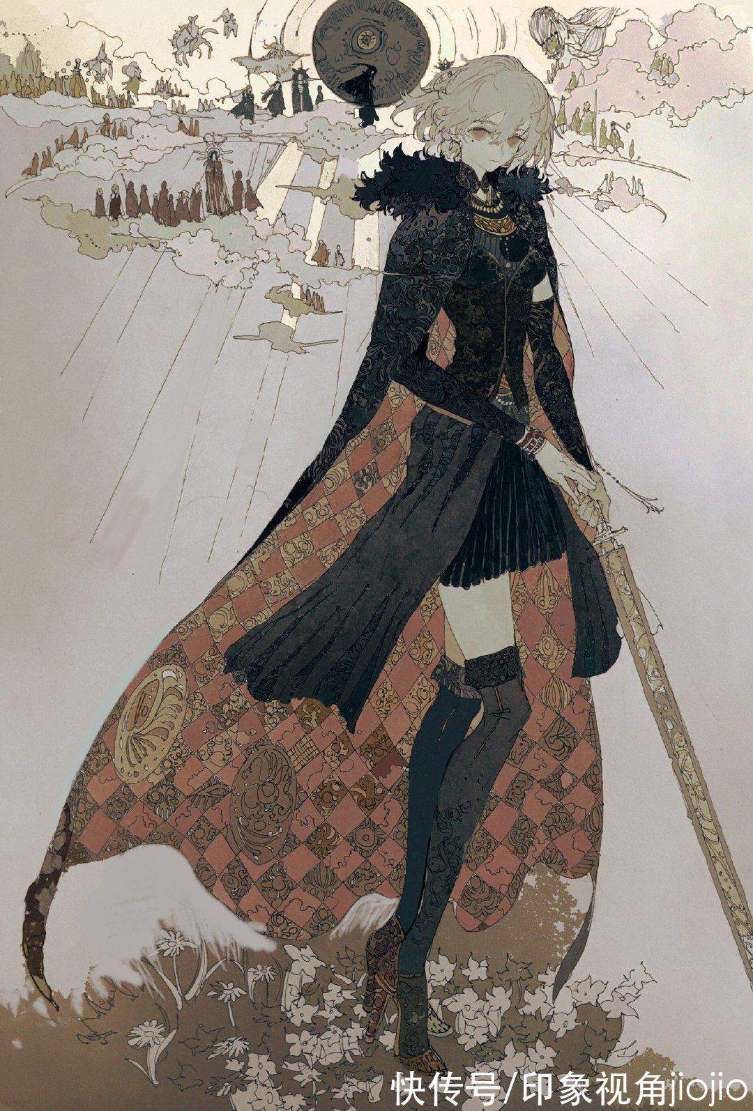 人物插画#平涂风格的幻想系人物插画,每一幅作品都似乎在讲故事