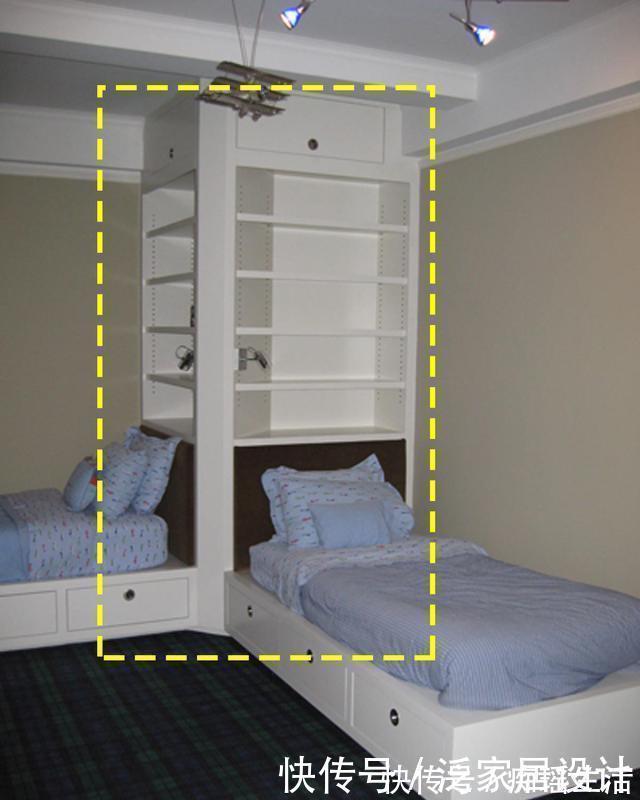 转角|二胎家庭不做上下铺,越来越多人都把2张床靠墙放,中间做收纳柜
