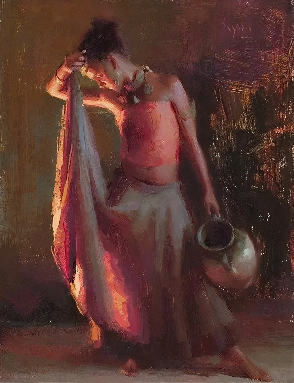 油画作品|好久没见过这么准的造型了,她的用色也超扎实!