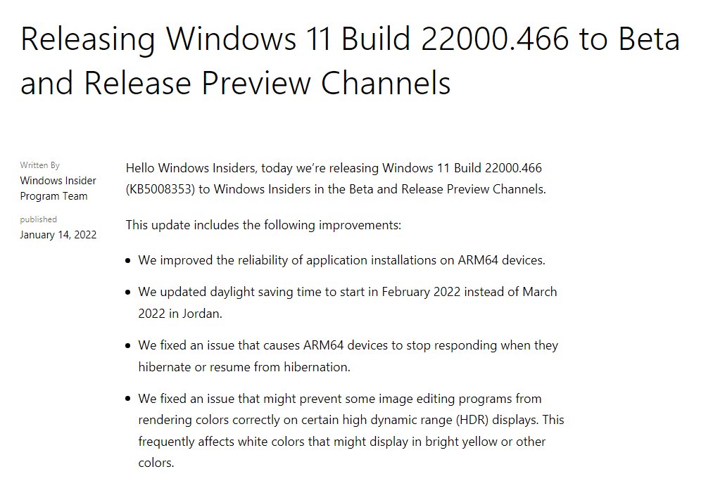 微软Win11|微软 Win11 Build 22000.466 预览版发布：修复大量问题