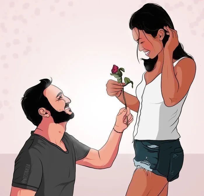 印尼!秀恩爱成了插画标配?一位印尼画家“抄袭”情侣日常,也火了