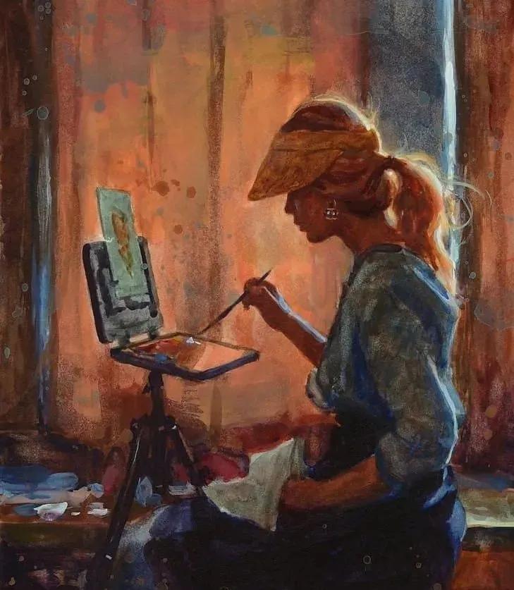 油画作品|好久没见过这么准的造型了,她的用色也超扎实!