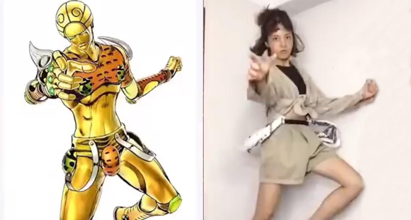 吉良|小姐姐模仿高难度JOJO立,奇怪的姿势增加了,拍照再也不怕没Pose