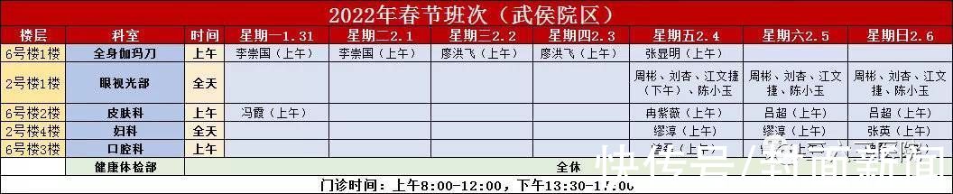 开诊|收藏！2022年四川各医院春节期间门急诊安排