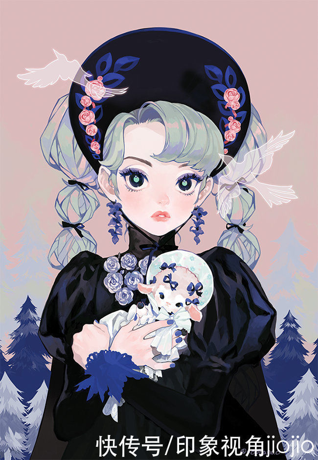 插画师#画风轻盈的少女插画,将人物刻画的生动,有着独特的美感