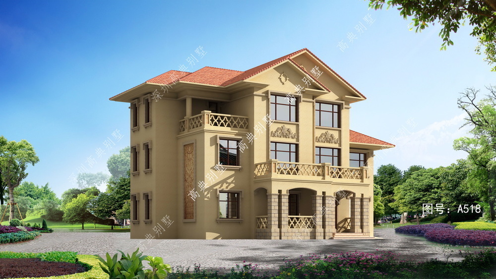 别墅|漂亮的欧式别墅户型,回乡盖房的首选,布局流畅。