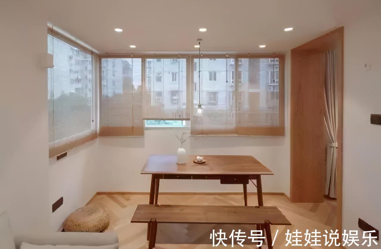 电视墙|50㎡原木风一居，电视墙改书墙，阳光餐厅兼书房，收纳颜值太棒了