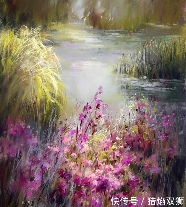 粉画#他可以赋予花卉作品不同的质感,那种柔和自美,赏心悦目!