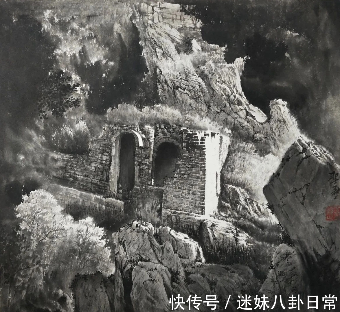 画家!一位青年画家的山水画很写实,有韵有境,不输西方风景画!