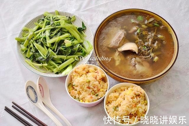 空心菜|母子俩的午餐,一周花不到300元,省钱又营养,孩子还壮实