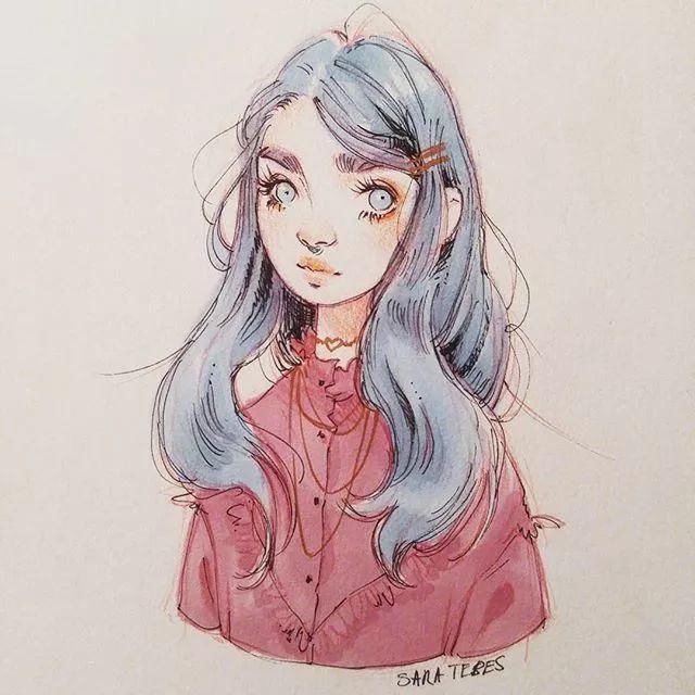 大动态|最怕长的美,还会画画的女孩子,这才是速写该有的线条啊