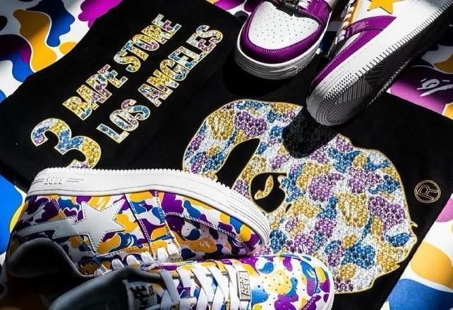 b洛杉矶限定“BAPE STA”球鞋，紫金湖人配色！爱了，爱了呀！