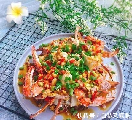 美味|家常菜, 葱油梭子蟹做法, 美味营养