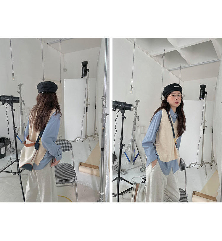 马甲|这些才是“衬衫”的高级穿法,蓝色衬衫配马甲文艺休闲,舒适随性