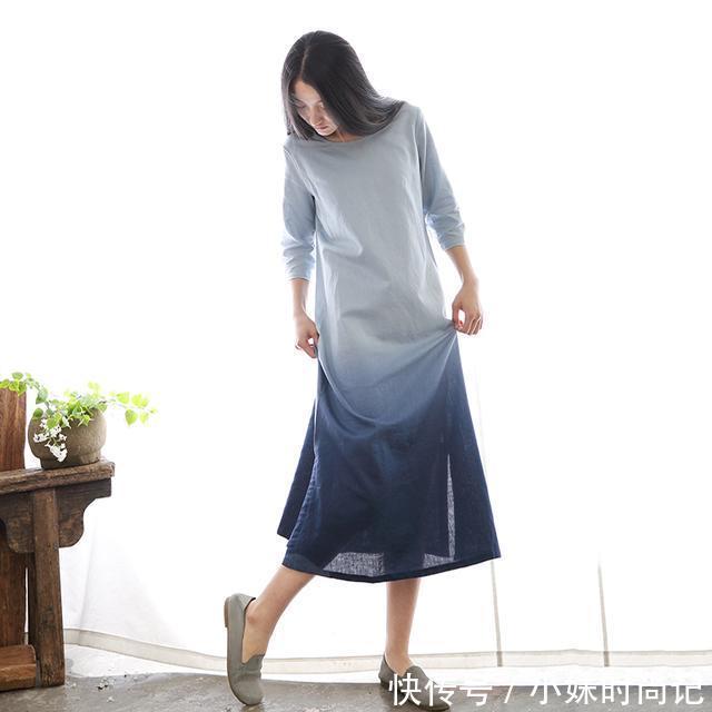 气质女人 素缕连衣裙,清丽脱俗,做气质女人