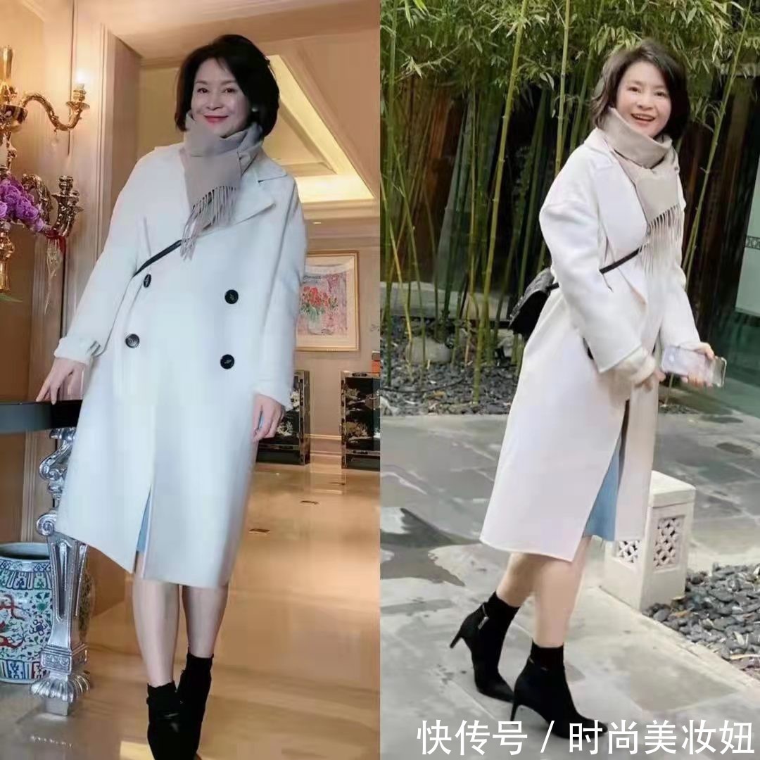 大衣 上了年纪的女人,想要年轻别穿皮草,穿白色大衣简洁又高级