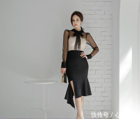 美人图鉴孙允珠:黑白相间星点飘纱百褶混搭裙