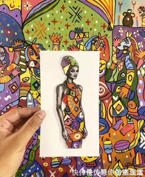 惊艳&这才是灵魂插画师!手绘图只画一半也惊艳,这衣服效果比高定还美