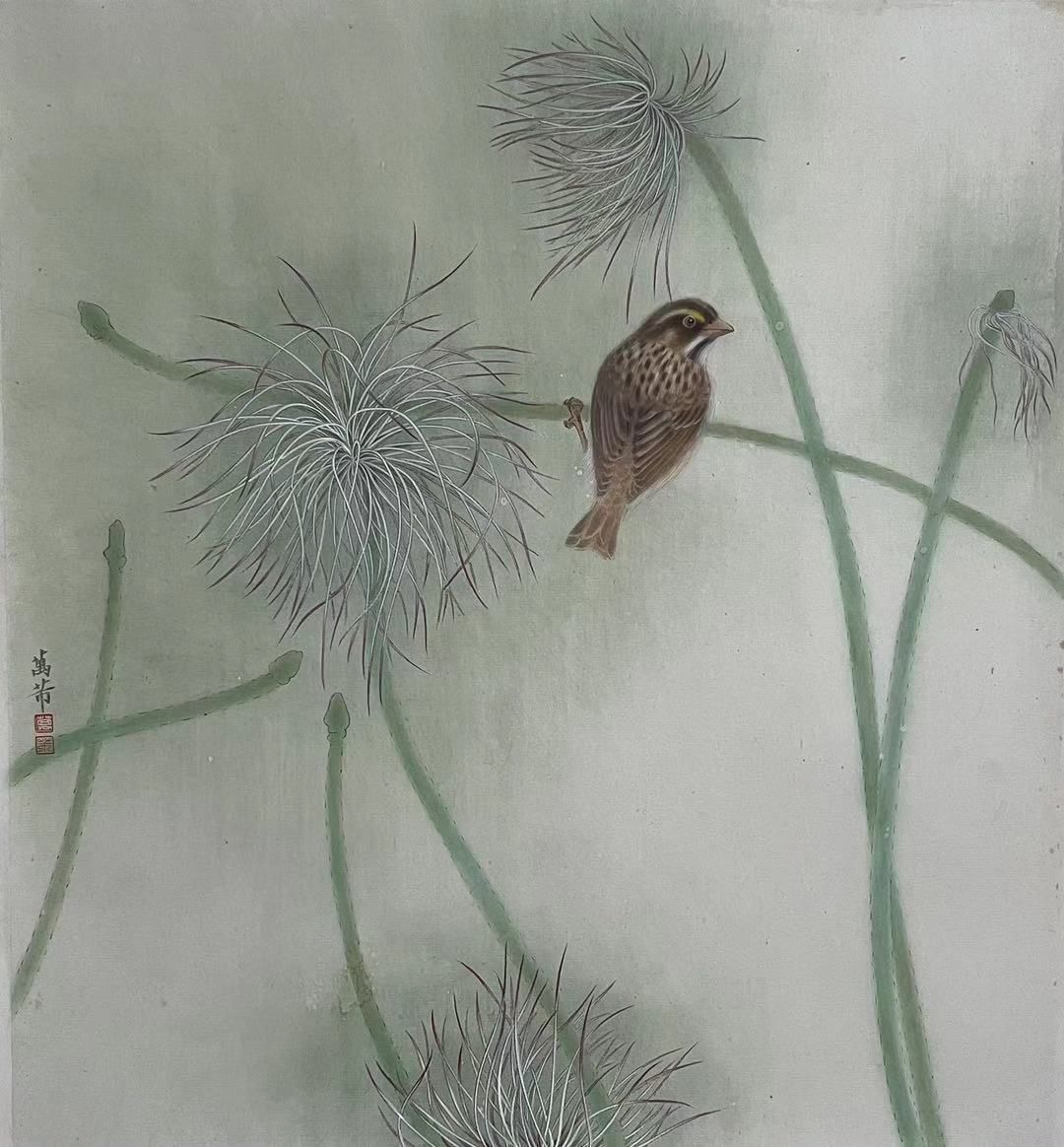 花鸟画|十年,这位上海画家画了100幅花鸟图,与花博会的鸟语花香交相辉映