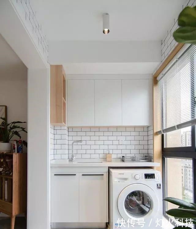 洗衣柜|阳台上的洗衣柜这样设计,不仅美观实用,还能多出一个洗漱台!