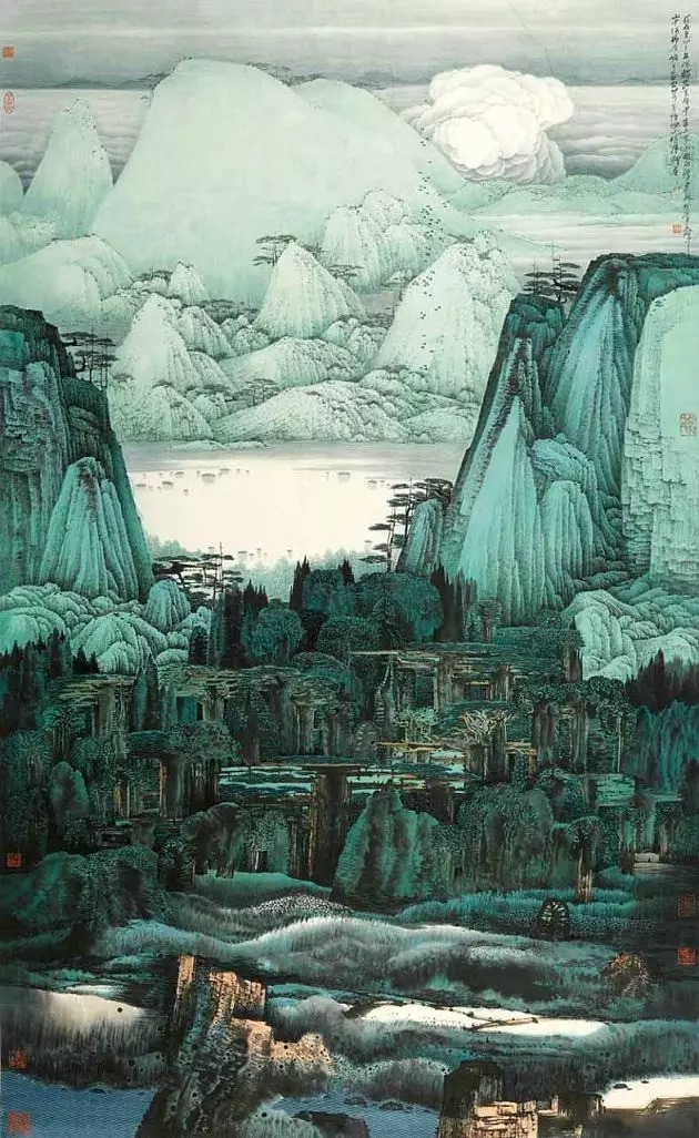 山水画$“江南鬼才”笔下的工笔山水画,色彩丰富,太震撼了!