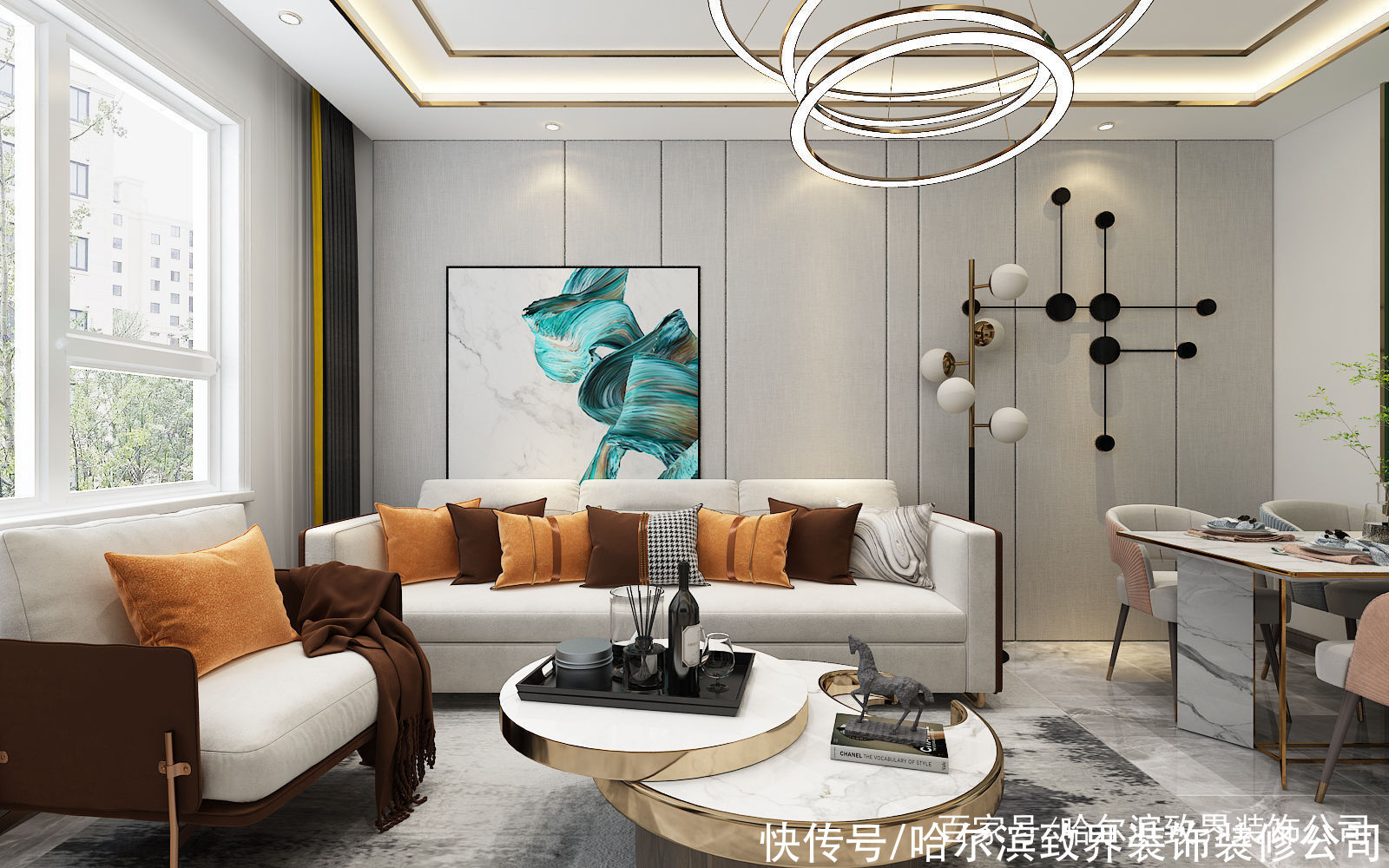 卫风格|融创兰园60㎡现代风大胆选用挂画挂出来的高逼格