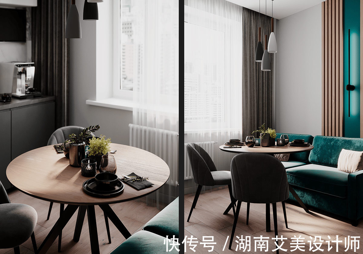 灰色|198平软装设计,深蓝色与灰色的碰撞