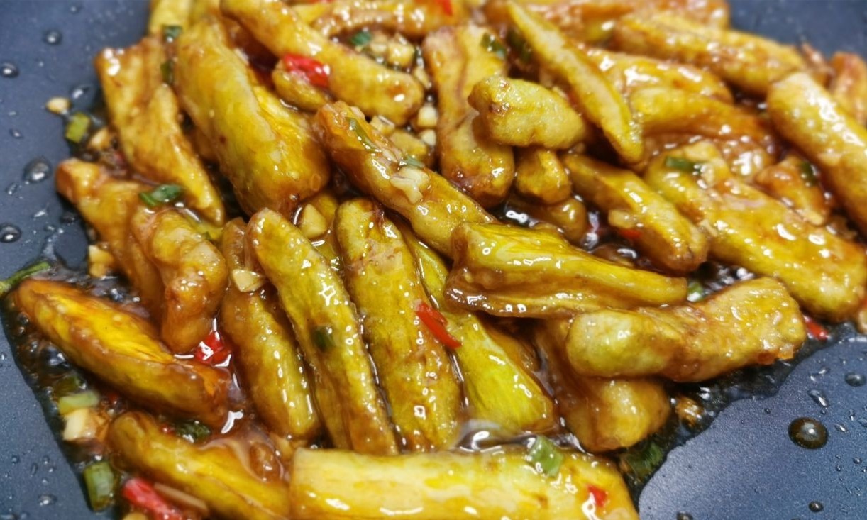 糖醋茄子好吃,2次放醋是关键,出锅喷儿香,真解馋