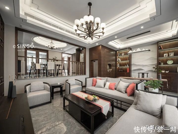 别墅|300㎡新中式实景的“方圆人生”，对称式别墅显中式传承