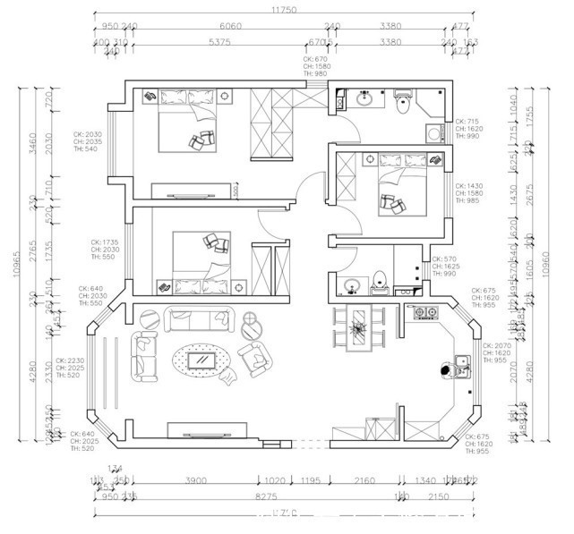 动线|150平现代三居室将走道做成u型墙体,到处都是收纳