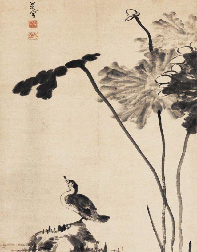 八大山人$八大山人画了一只鸟,眼神忧郁,放大10倍,看懂的:都是过来人