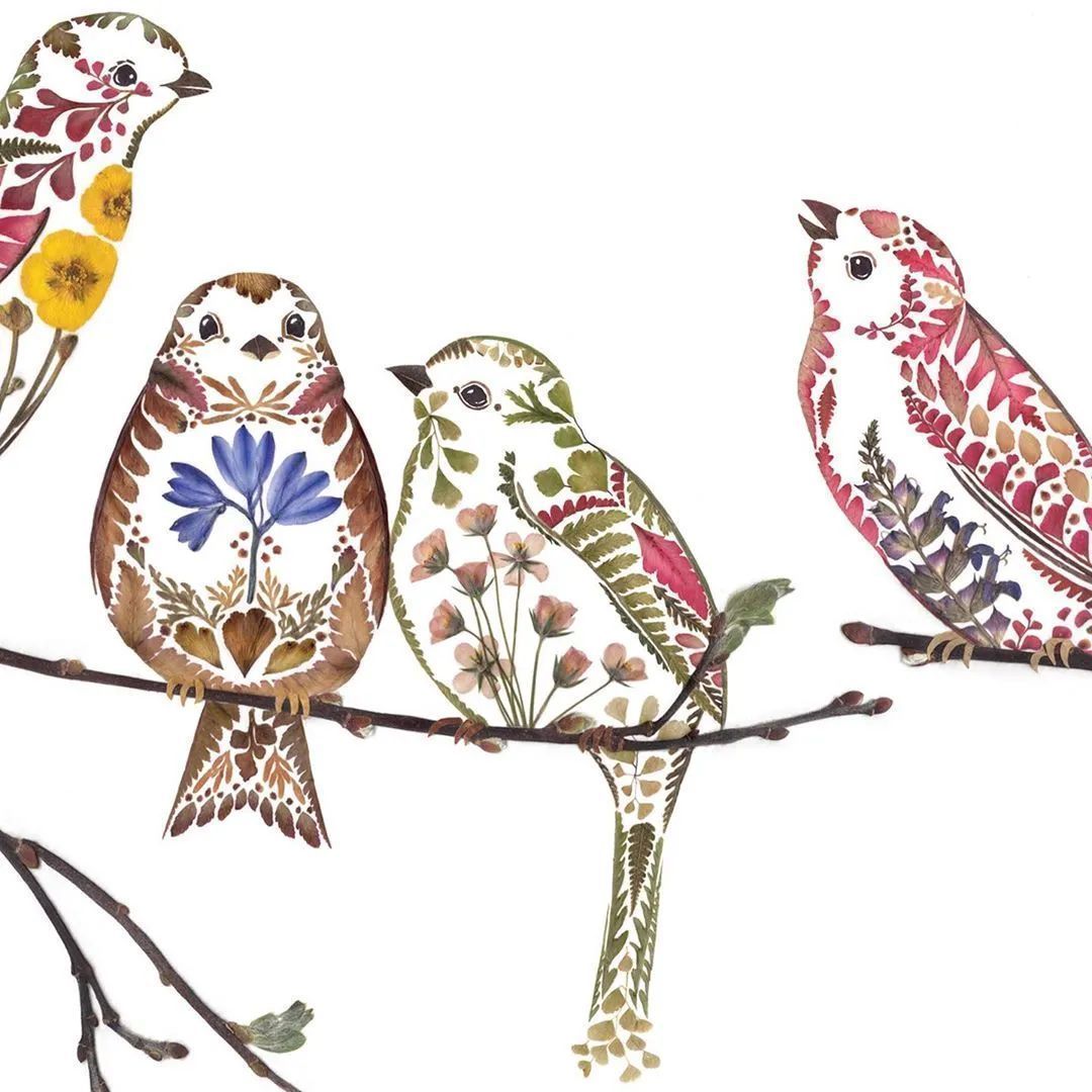 艺术作品&她画画的材料是花瓣,工具是把刀,直接用刀刻出画