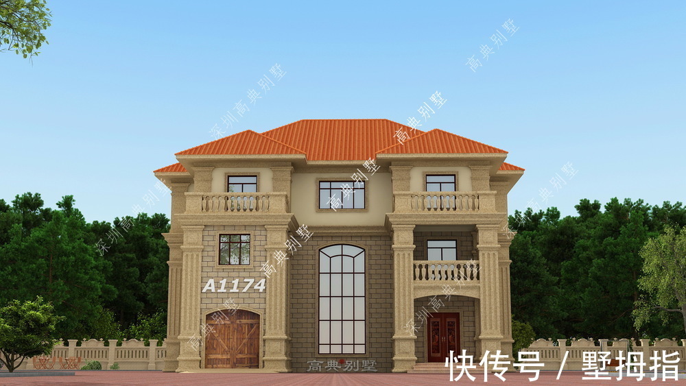 欧式别墅|这款三层欧式别墅,简单清爽,大方得体,适合现代人建。