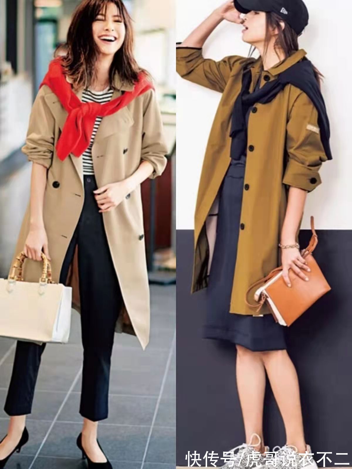 裤装|“卡其色长风衣”的高阶穿法来了，优雅显贵又气质，适合40、50岁