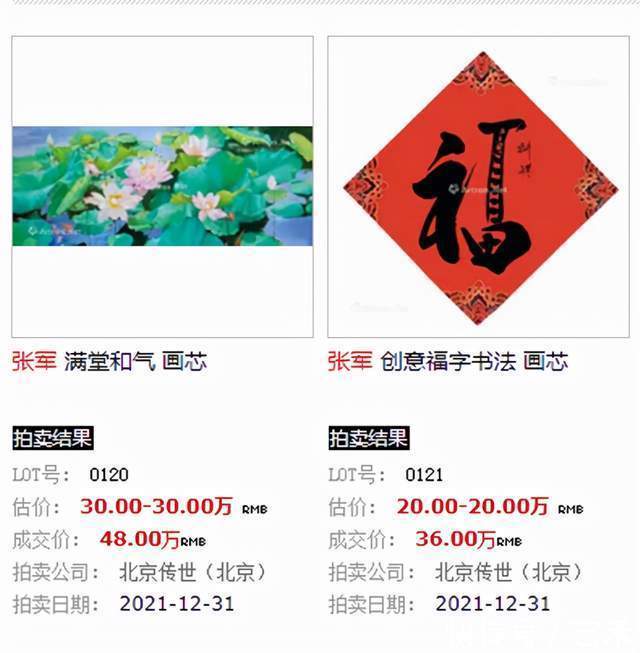 书画!艺术家纠缠(张军)——2021年北京传世水墨书画专场成交纪录