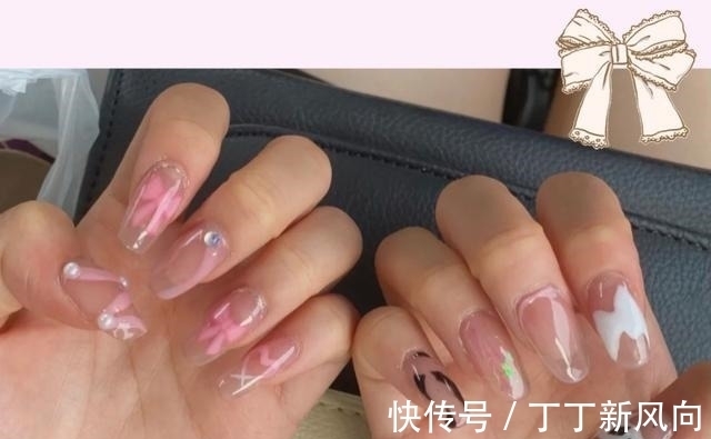 水钻|夏日漫画感透色美甲,色彩搭配很清爽,谁见谁不爱呢!