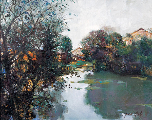 江南水乡#潘鸿海油画中的江南水乡,太有诗意了!