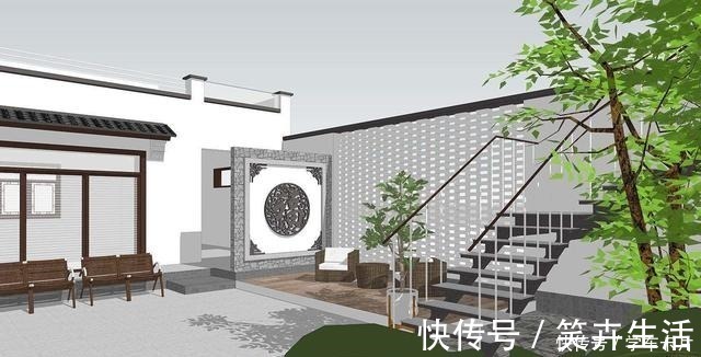 坡屋面|一层三合院设计,小院+露台,还设有阳光房,真是太会生活了!