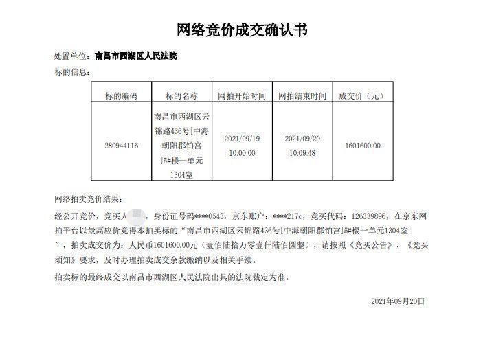 南昌一中|160万成交!中海朝阳郡铂宫成上周溢价最高的法拍房