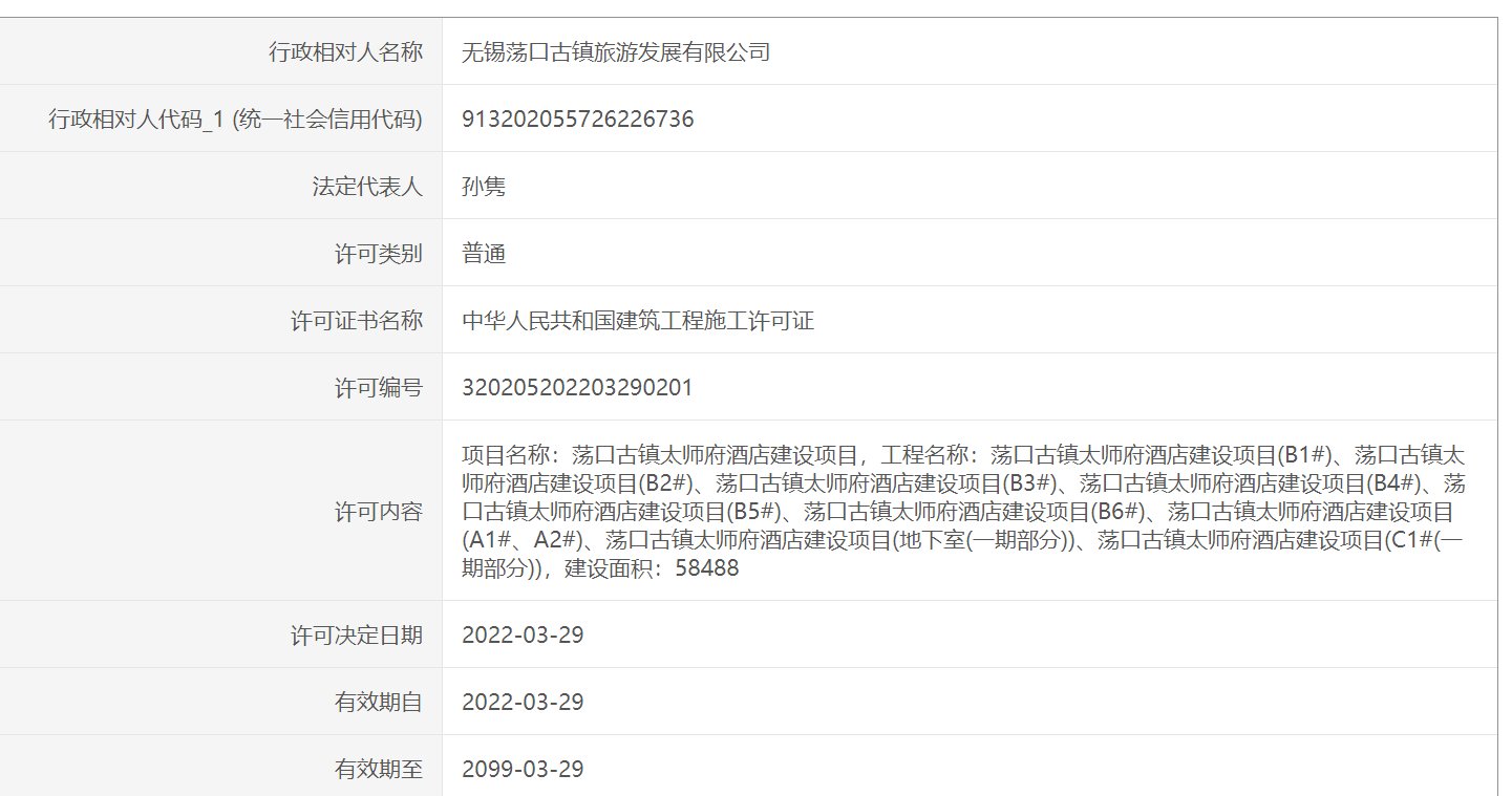 建筑面积|荡口古镇太师府酒店建设项目获工程施工许可证