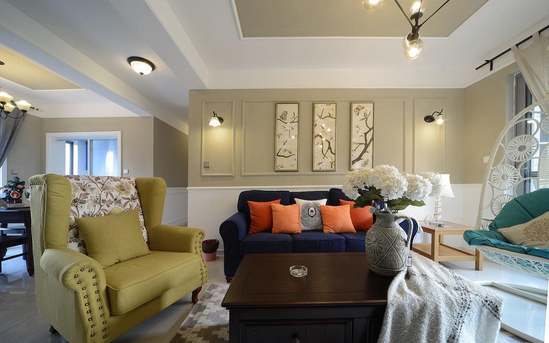 实木|简约的美式三居室，每一处都很精致大方，窗帘杆的选择更是独特