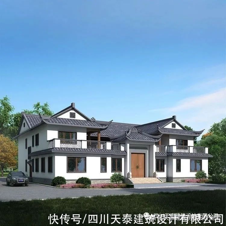 图纸|四川德阳二层中式三合院乡村别墅 农村小洋房 兄弟双拼别墅图纸