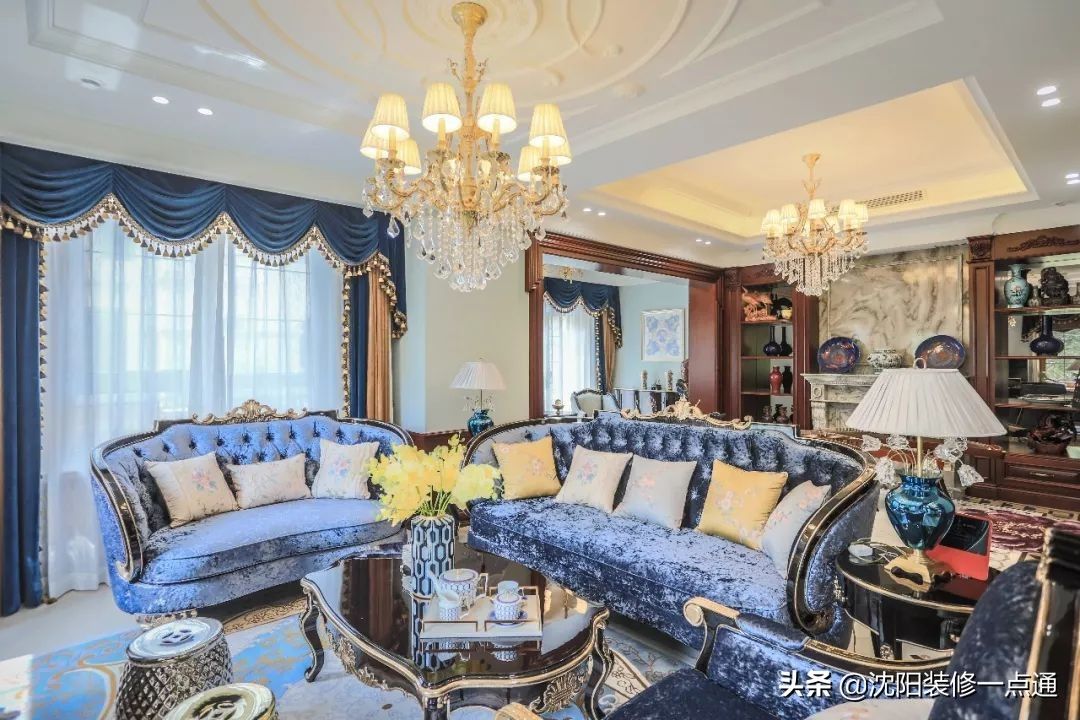 香槟色|992㎡别墅装修案例 美式新古典