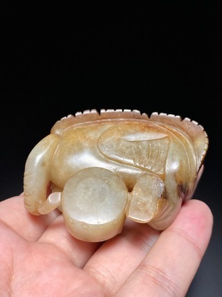 童子#清 和田玉籽料 童子击鼓