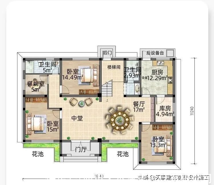 施工队|四川眉山二层徽派乡村别墅 新中式带堂屋农村建房图 眉山施工队