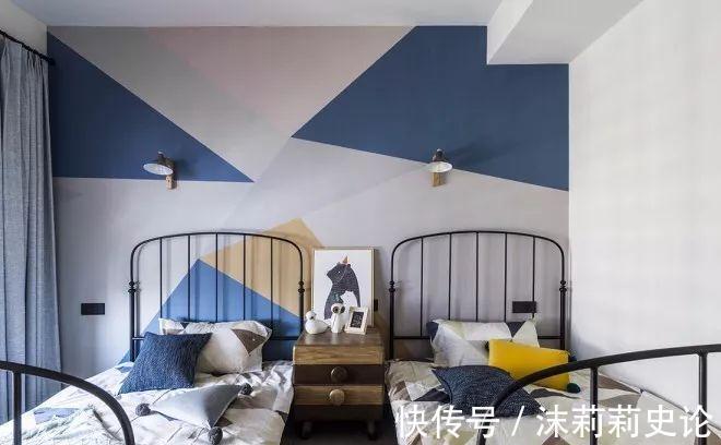 中性色|原来墙面现在流行几何拼色装，层次感明显，也增添了趣味性！